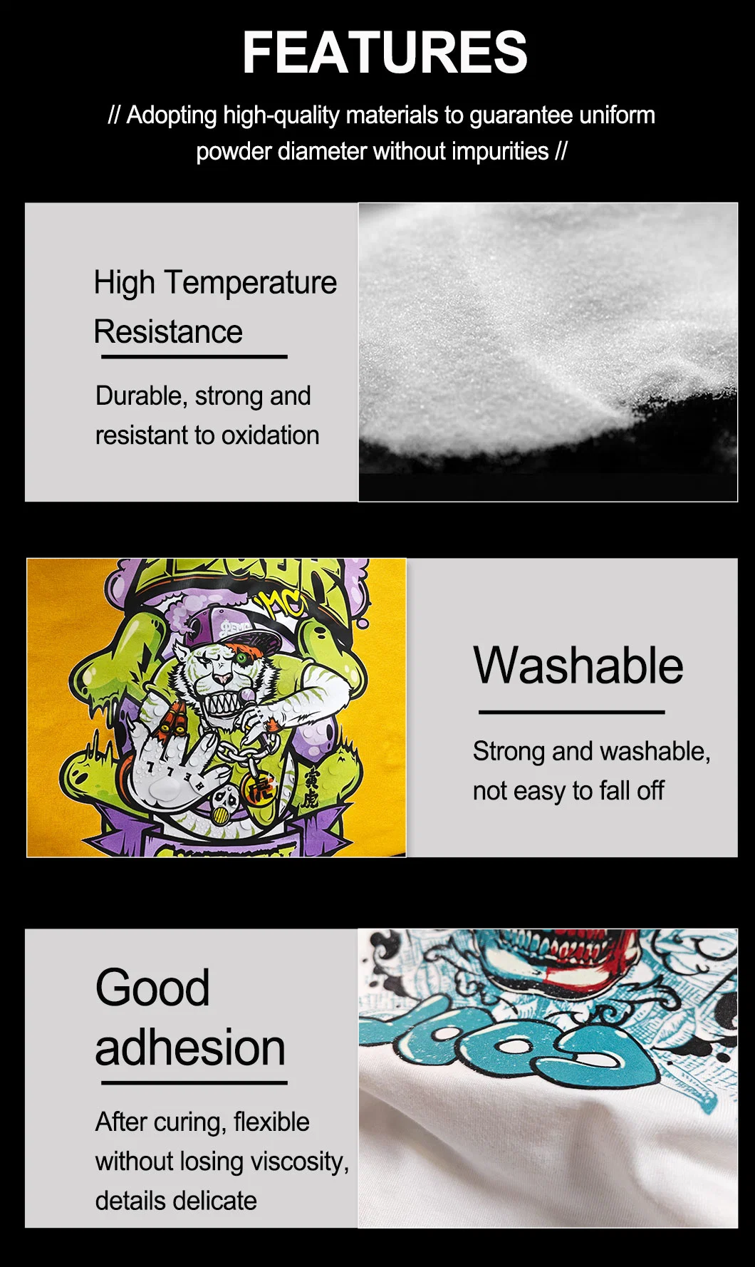 TPU 80-100mic Màu trắng 1KG Digital Transfer Hot Melt Adhesive Pre-Treat Powder cho máy in Ep L1800 6