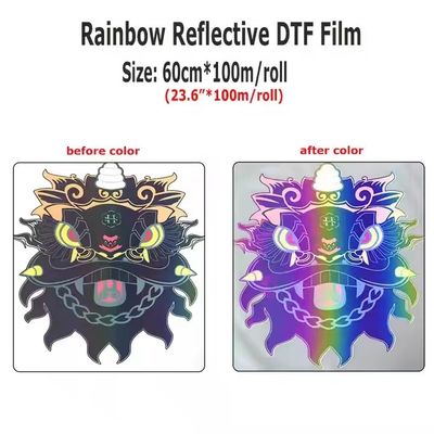 Phim DTF phản xạ cầu vồng màu sắc cho các vật liệu in DTF trên bàn làm việc