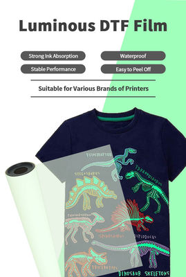 Green Light Noctilucent Luminous Heat Transfer Film Đèn trong bóng tối DTF PET Film cho áo phông in logo đặc biệt