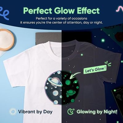 60cm DTF Glow in the Dark Transfer Paper Film A3 Bộ phim chuyển nhiệt cho PET Film Transfer cho ứng dụng quần áo
