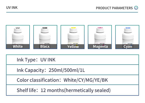 CMYKW + Vanish 500ml LED Digital UV Curing Printing Ink Để in độ phân giải sắc nét