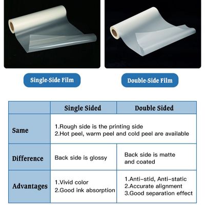 Double Single Side DTF Pet Film 30CM 33CM 60CM 60CM * 100M Roll Heat Transfer 75Micron Hot Cold Peel