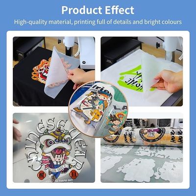 Hot peel DTF PET Transfer Film 33CM x 100M Hoàn hảo cho các bản in quần áo tùy chỉnh chi tiết với mực trắng
